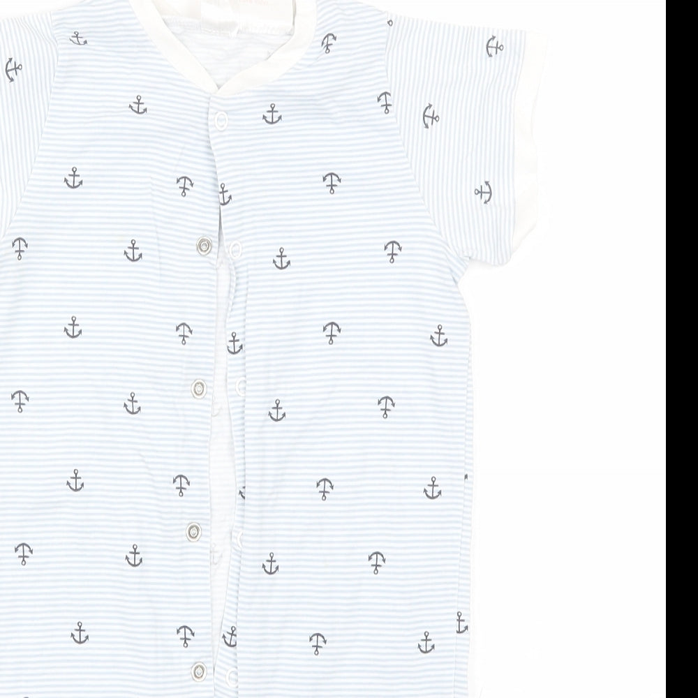 H&M Baby Blue Striped Cotton Babygrow One-Piece Size 18-24 Months   - Anchor