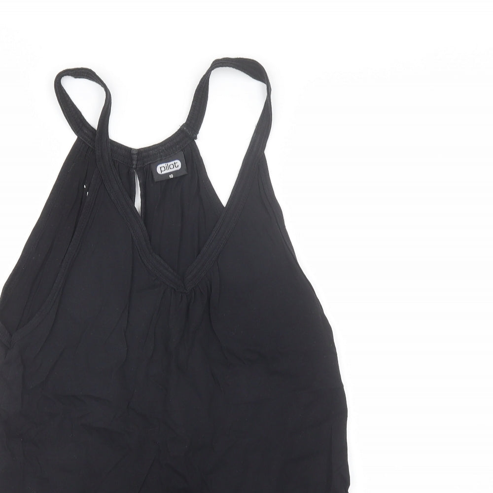 Pilot Womens Black  Cotton Basic Tank Size 10 V-Neck