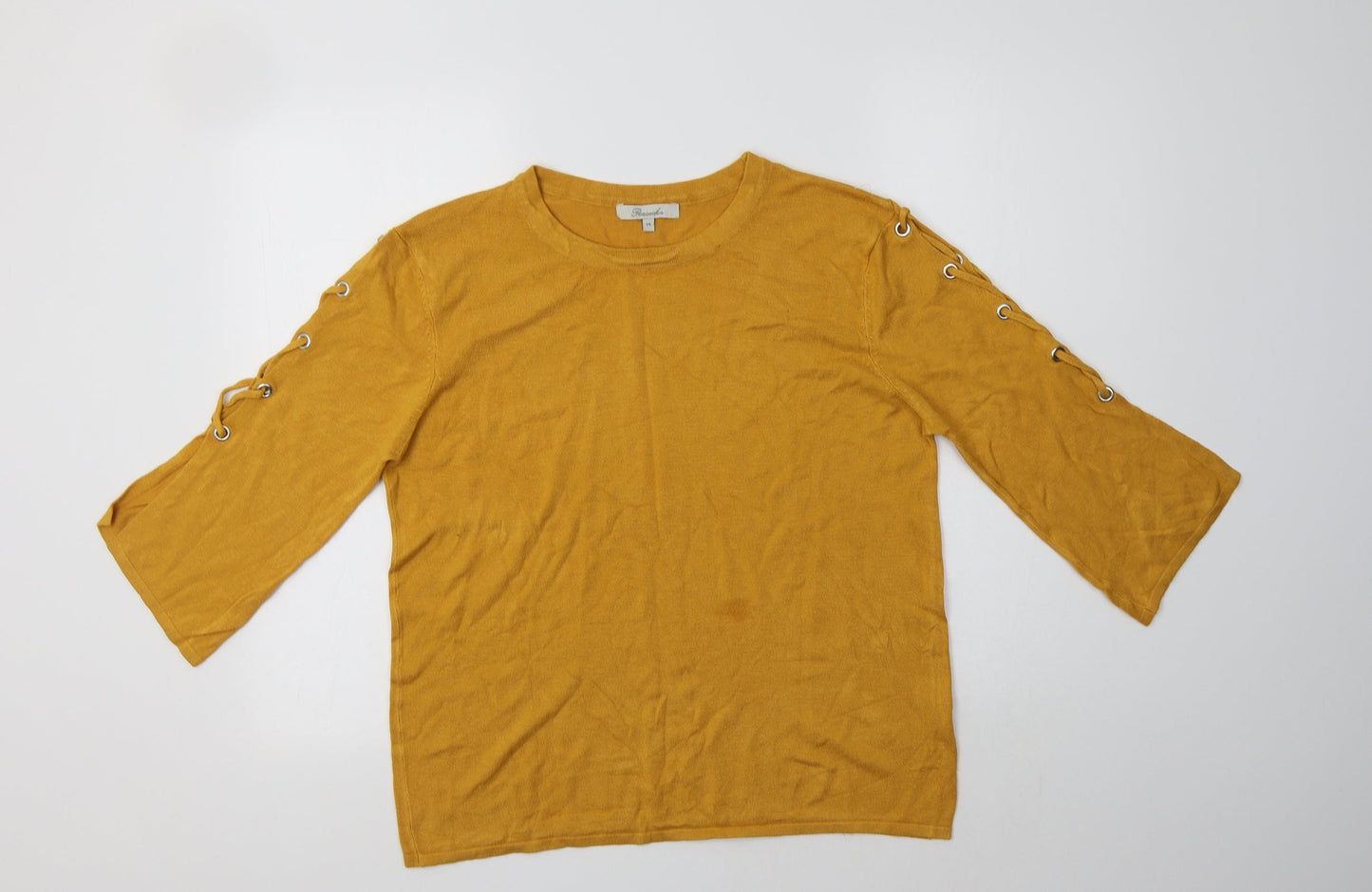 Peaco Womens Yellow Crew Neck  Viscose Pullover Jumper Size 14