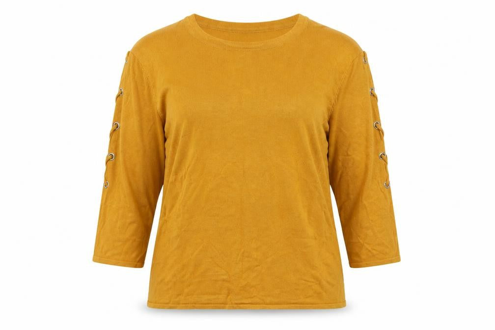 Peaco Womens Yellow Crew Neck  Viscose Pullover Jumper Size 14