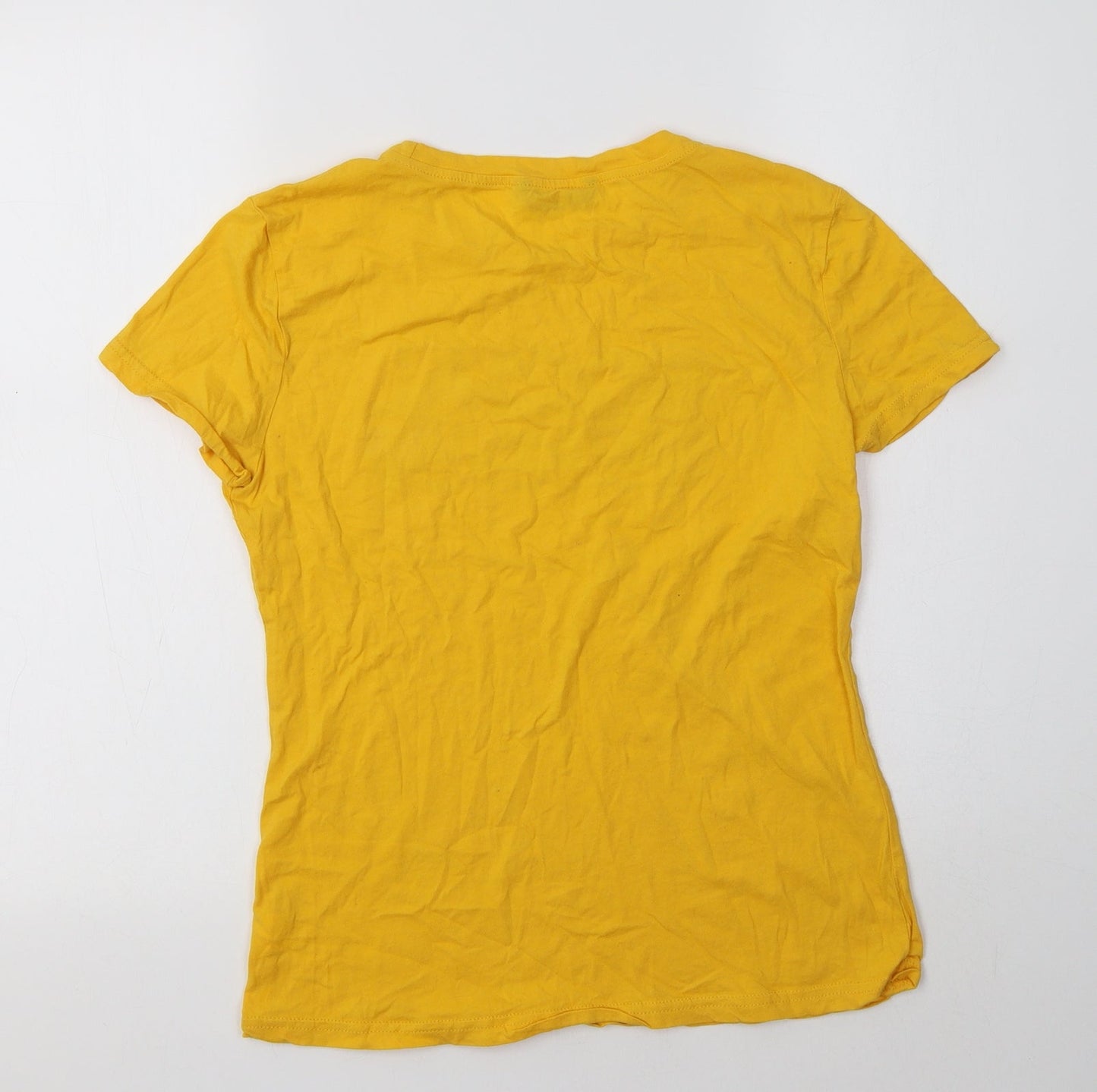 SheIn Womens Yellow  Cotton Basic Polo Size 10 Collared