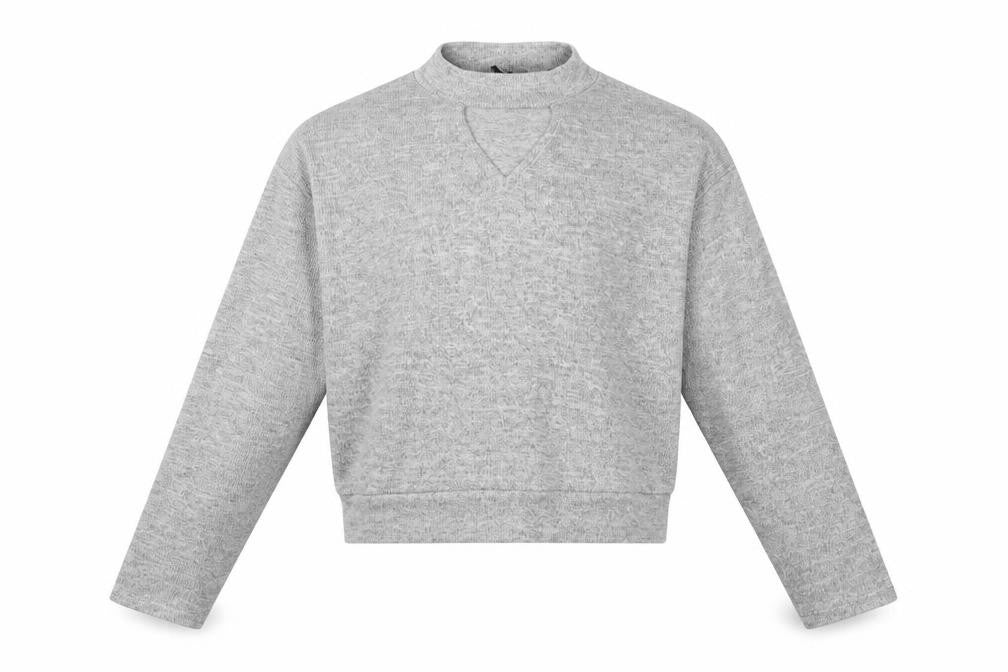 New Look Girls Grey Mock Neck  Polyester Pullover Jumper Size 12-13 Years