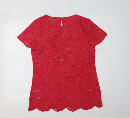 Hayton Womens Pink  Cotton Basic Blouse Size 10 Crew Neck