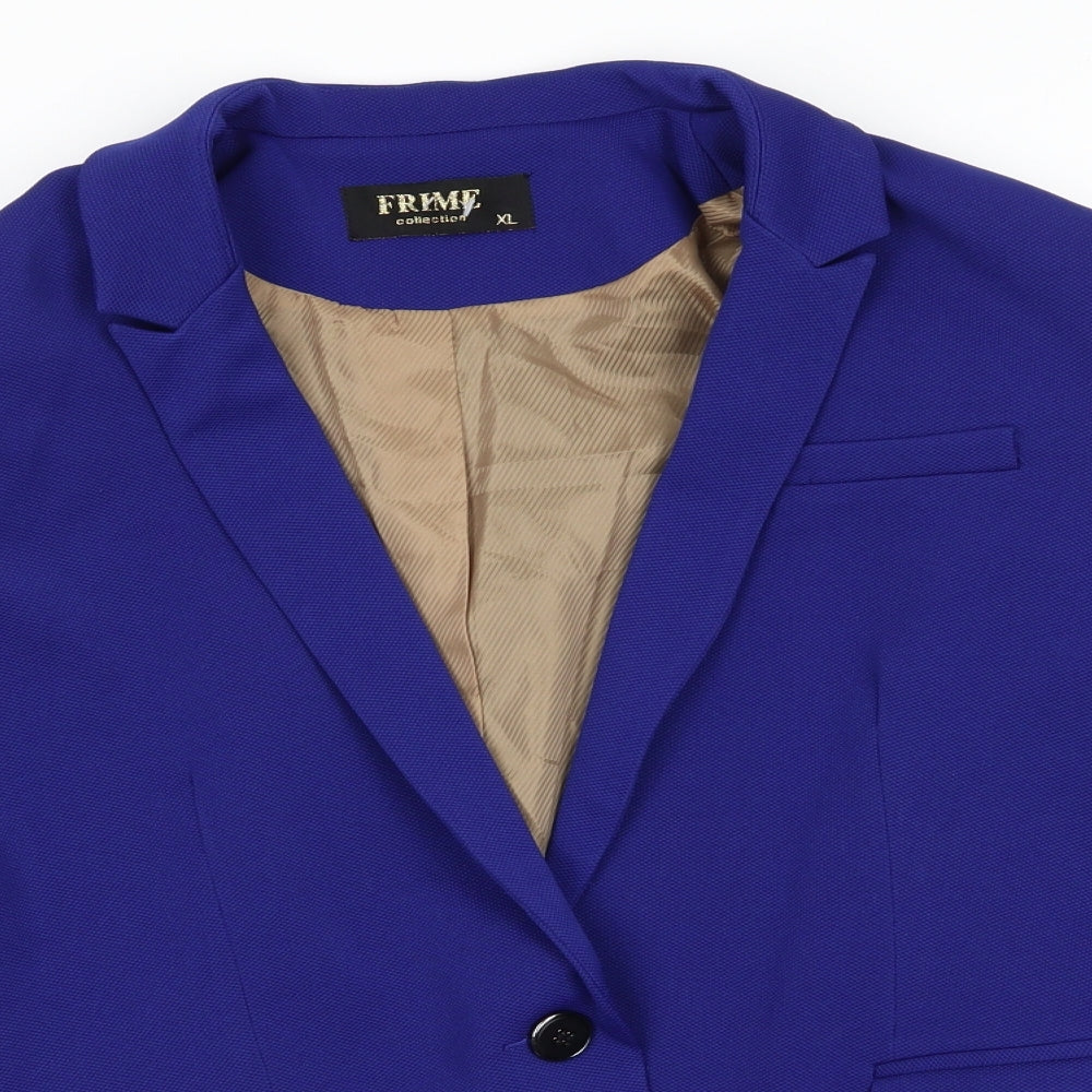 Frime Collection Womens Blue  Polyester Jacket Suit Jacket Size XL   - Mid Blue
