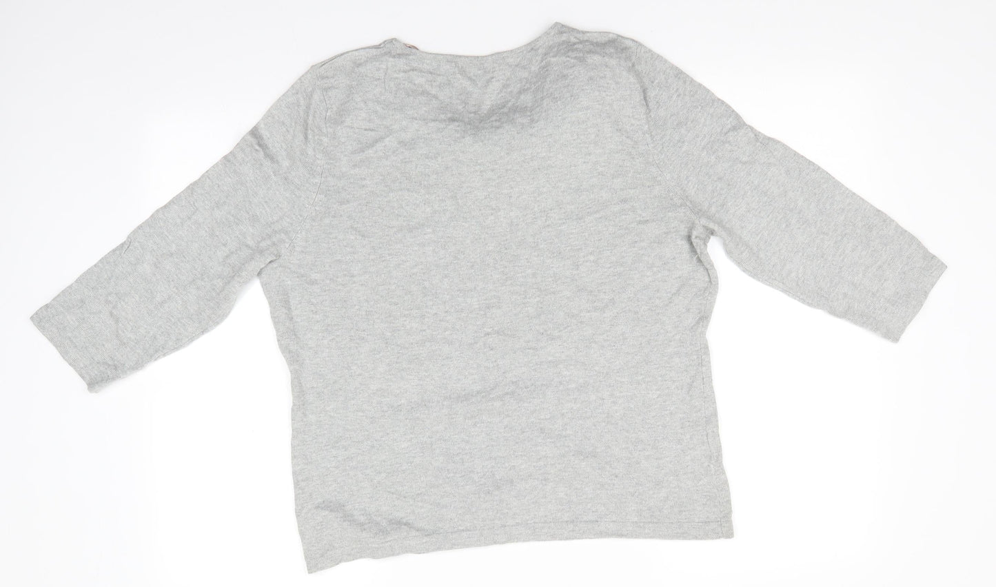 Soon Womens Grey Round Neck Floral Viscose Pullover Jumper Size 18   - Light Grey 3D flower decoration
