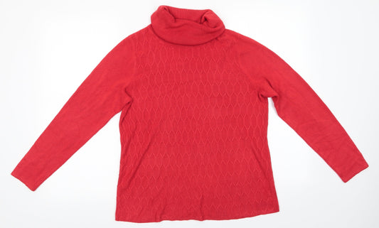 Bonmarché Womens Orange Roll Neck  Acrylic Pullover Jumper Size 12   - Honeycomb knit