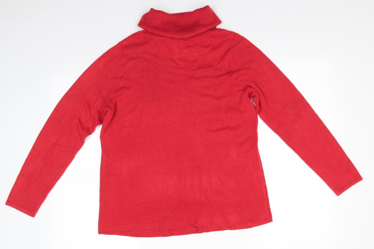 Bonmarché Womens Orange Roll Neck  Acrylic Pullover Jumper Size 12   - Honeycomb knit