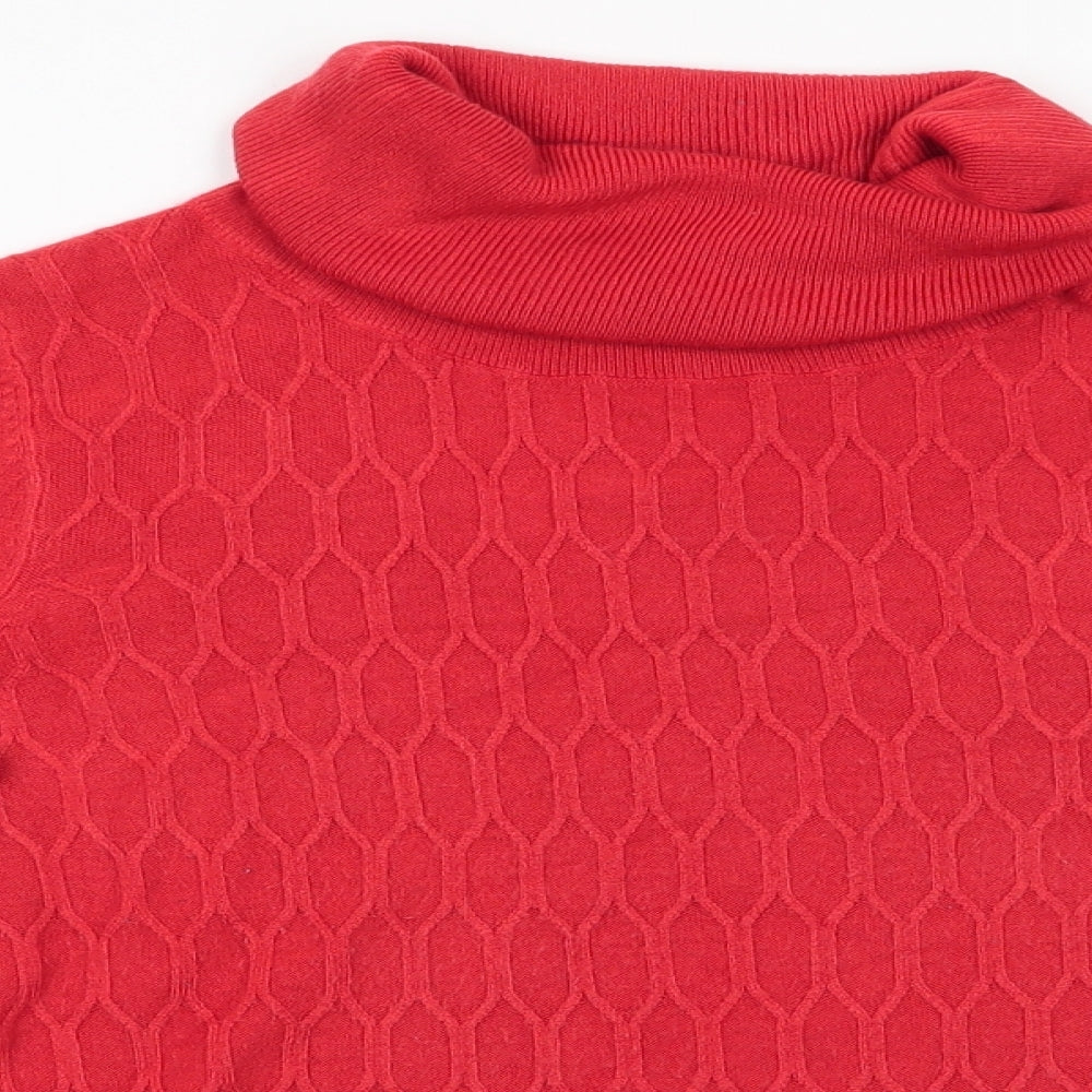 Bonmarché Womens Orange Roll Neck  Acrylic Pullover Jumper Size 12   - Honeycomb knit