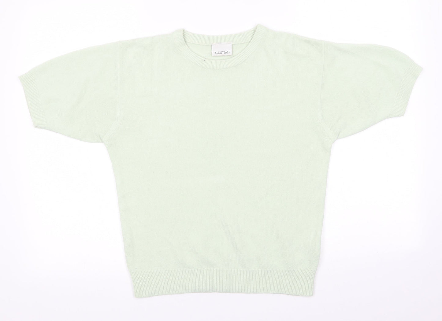 Essentials Womens Green Round Neck  Acrylic Pullover Jumper Size 10   - Pale green
