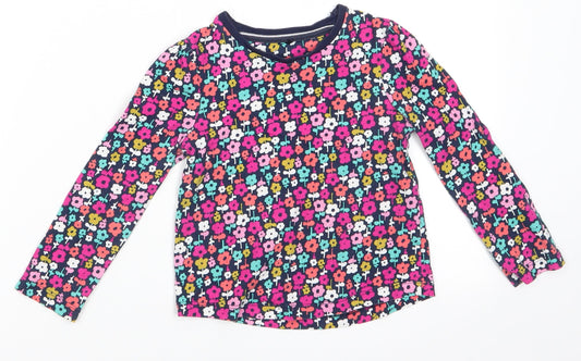 George Girls Blue Floral Cotton Basic Casual Size 3-4 Years Round Neck  - Pink Green Orange Blue White Flowers