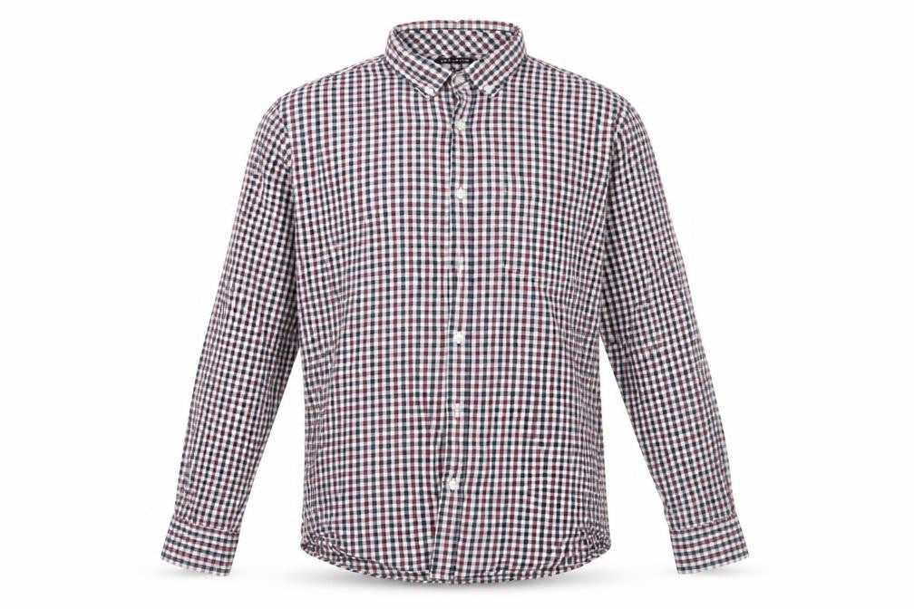 F&F Mens Blue Check Cotton  Button-Up Size M Collared  - Buttoned Collar Blue Brown White Checks
