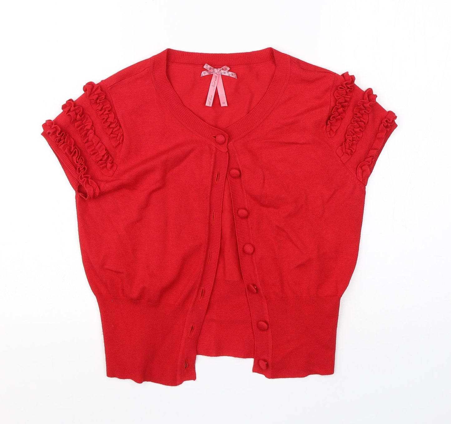 NEXT Womens Red Round Neck  Viscose Cardigan Jumper Size 12