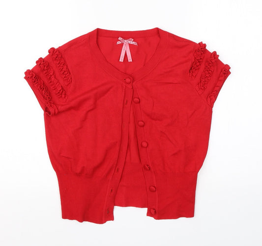 NEXT Womens Red Round Neck  Viscose Cardigan Jumper Size 12