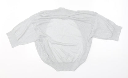 Monsoon Womens Grey  Viscose Basic Blouse Size 8 Round Neck