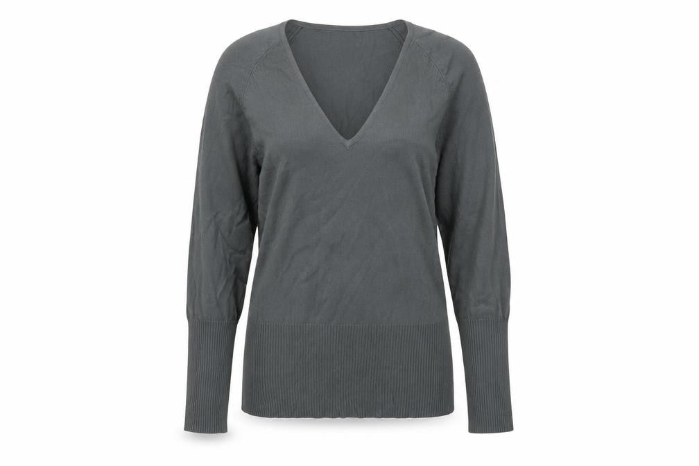 Liquid Womens Green V-Neck  Viscose Pullover Jumper Size M