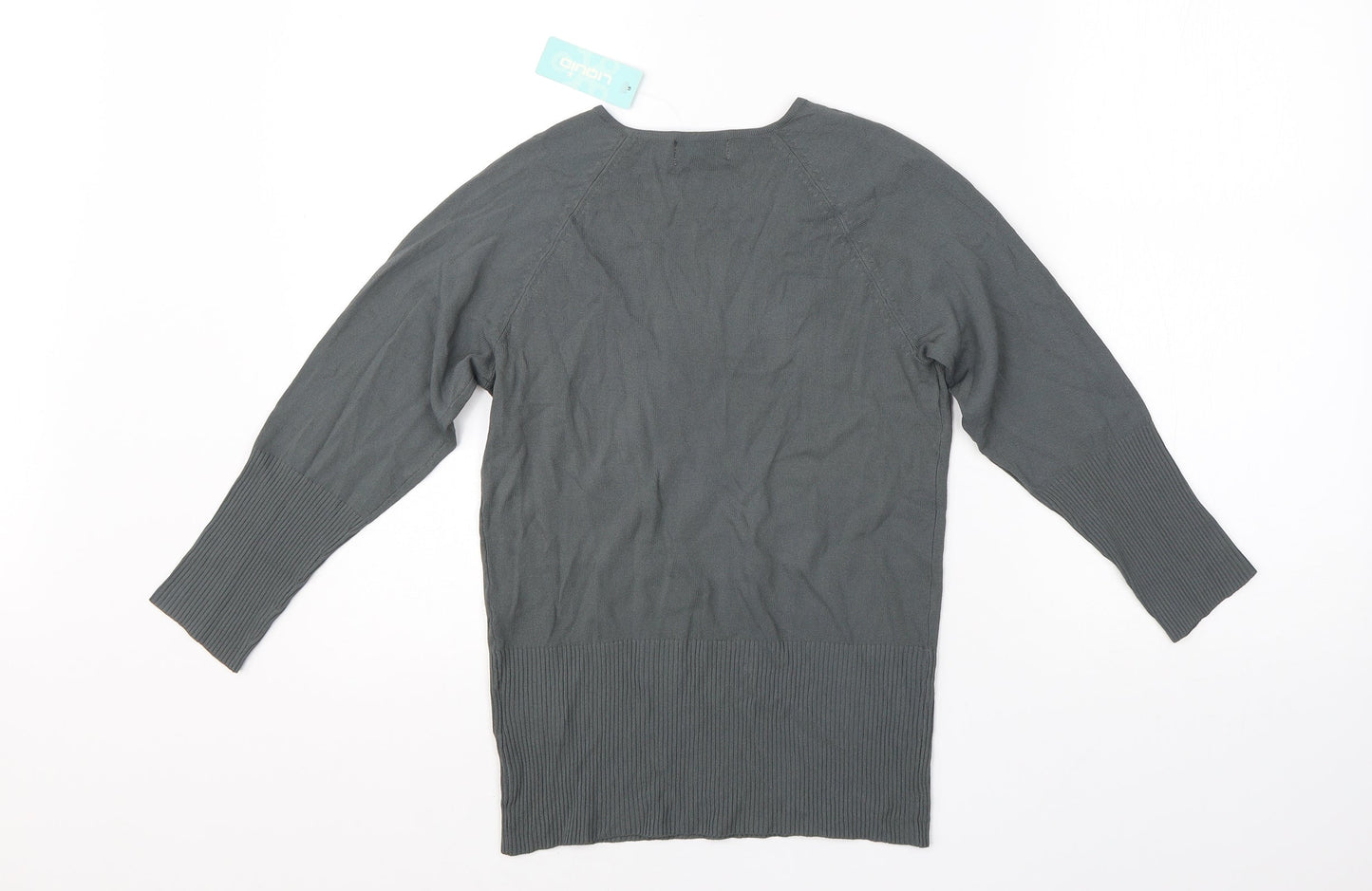 Liquid Womens Green V-Neck  Viscose Pullover Jumper Size M