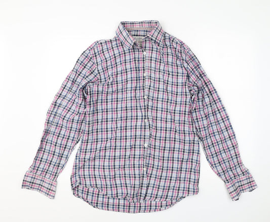 James Aubrey Mens Multicoloured Check Cotton  Button-Up Size M Collared Button