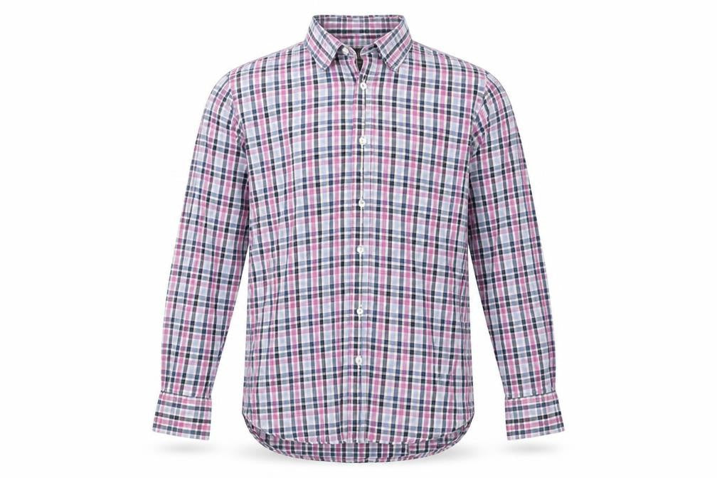 James Aubrey Mens Multicoloured Check Cotton  Button-Up Size M Collared Button