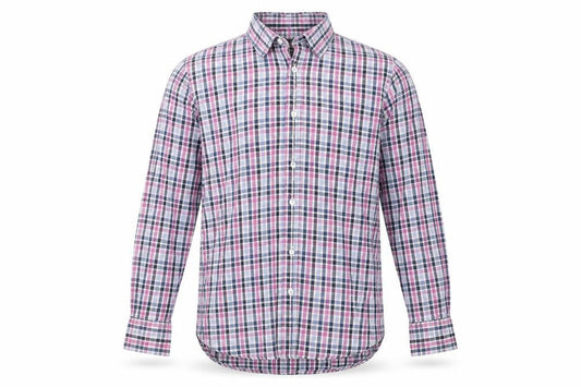 James Aubrey Mens Multicoloured Check Cotton  Button-Up Size M Collared Button