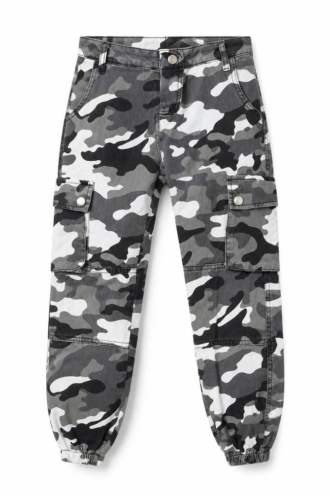 New Look Girls Grey Camouflage Cotton Skinny Jeans Size 9 Months  Regular