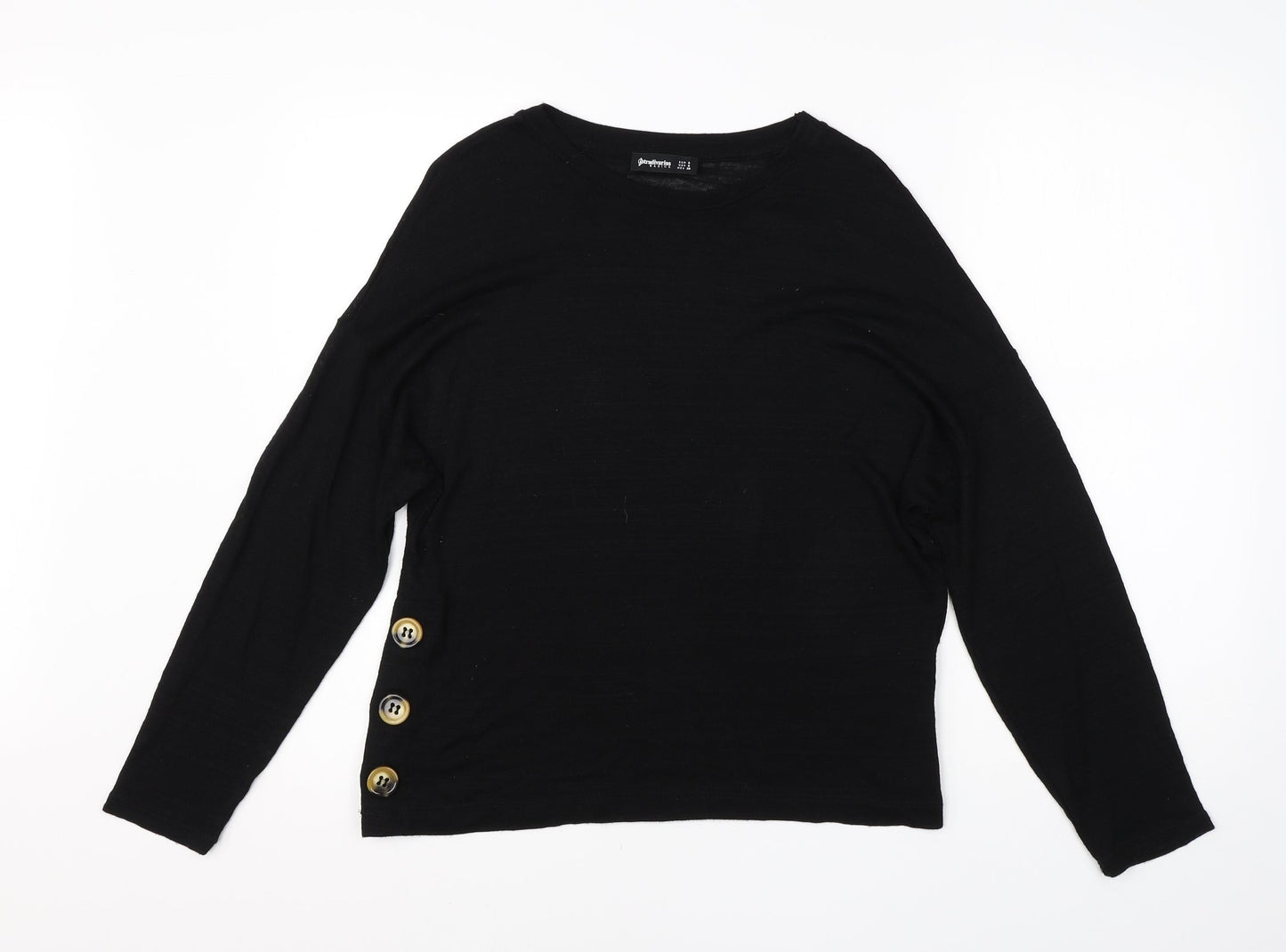 Stradivarius Womens Black Round Neck  Viscose Pullover Jumper Size S