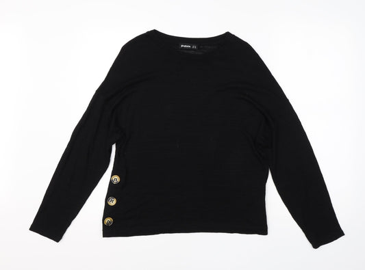 Stradivarius Womens Black Round Neck  Viscose Pullover Jumper Size S