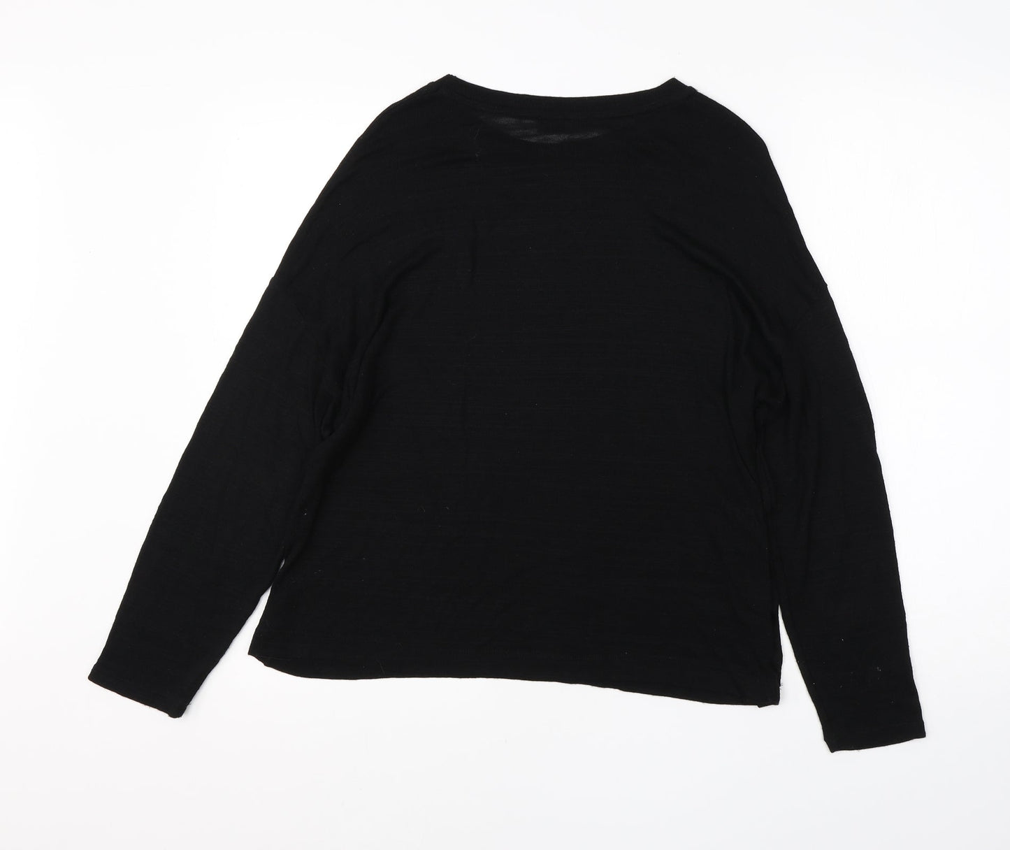 Stradivarius Womens Black Round Neck  Viscose Pullover Jumper Size S