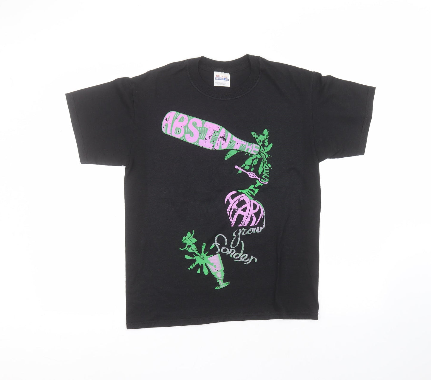 Hanes Womens Black  Cotton Basic T-Shirt Size S Round Neck