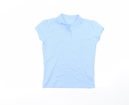 George Girls Blue  Cotton Basic Polo Size 10-11 Years Collared