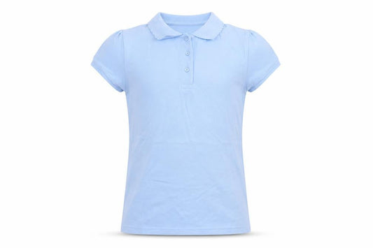 George Girls Blue  Cotton Basic Polo Size 10-11 Years Collared