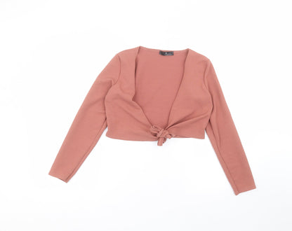 Preloved Missguided Womens Pink  Polyester Basic Blouse Size 8 V-Neck - Front