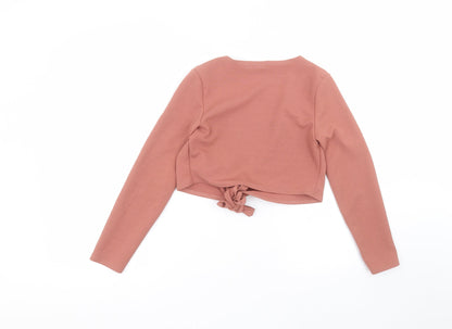 Preloved Missguided Womens Pink  Polyester Basic Blouse Size 8 V-Neck - Back
