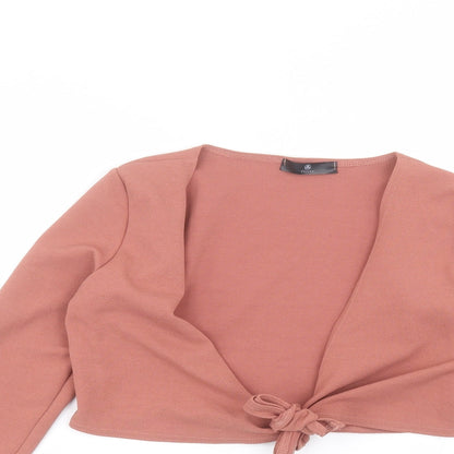 Preloved Missguided Womens Pink  Polyester Basic Blouse Size 8 V-Neck - Detail