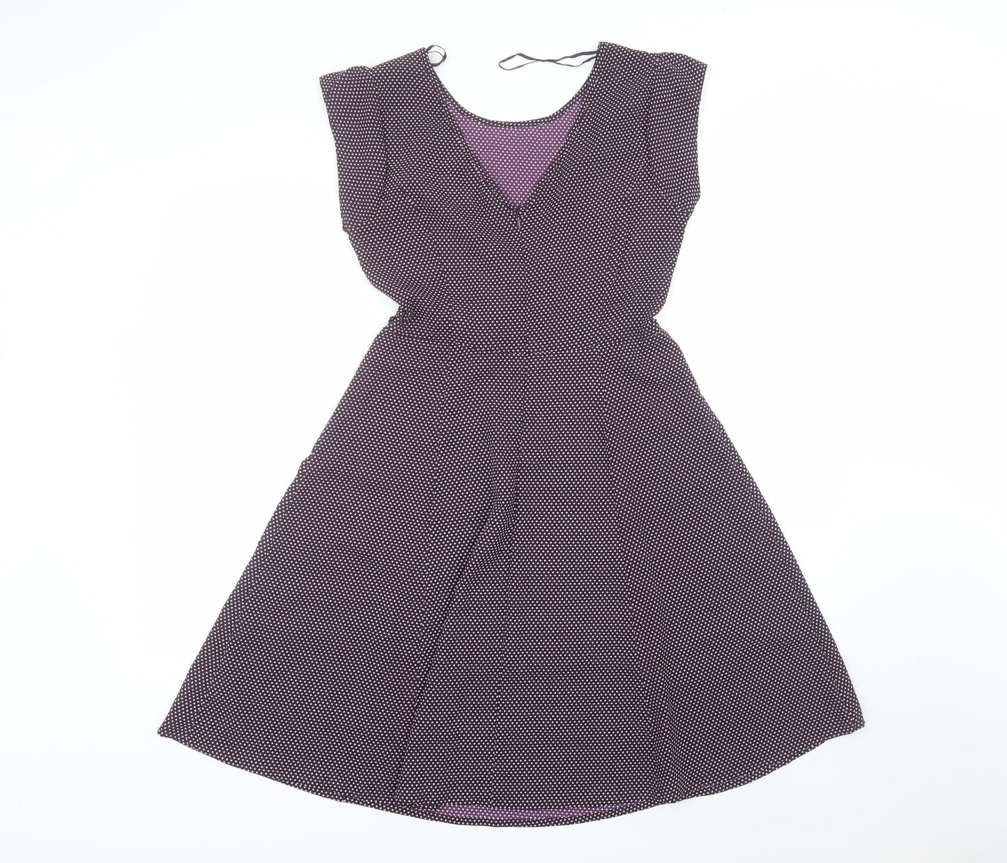 F&F Womens Purple Polka Dot Polyester A-Line  Size 6  Round Neck