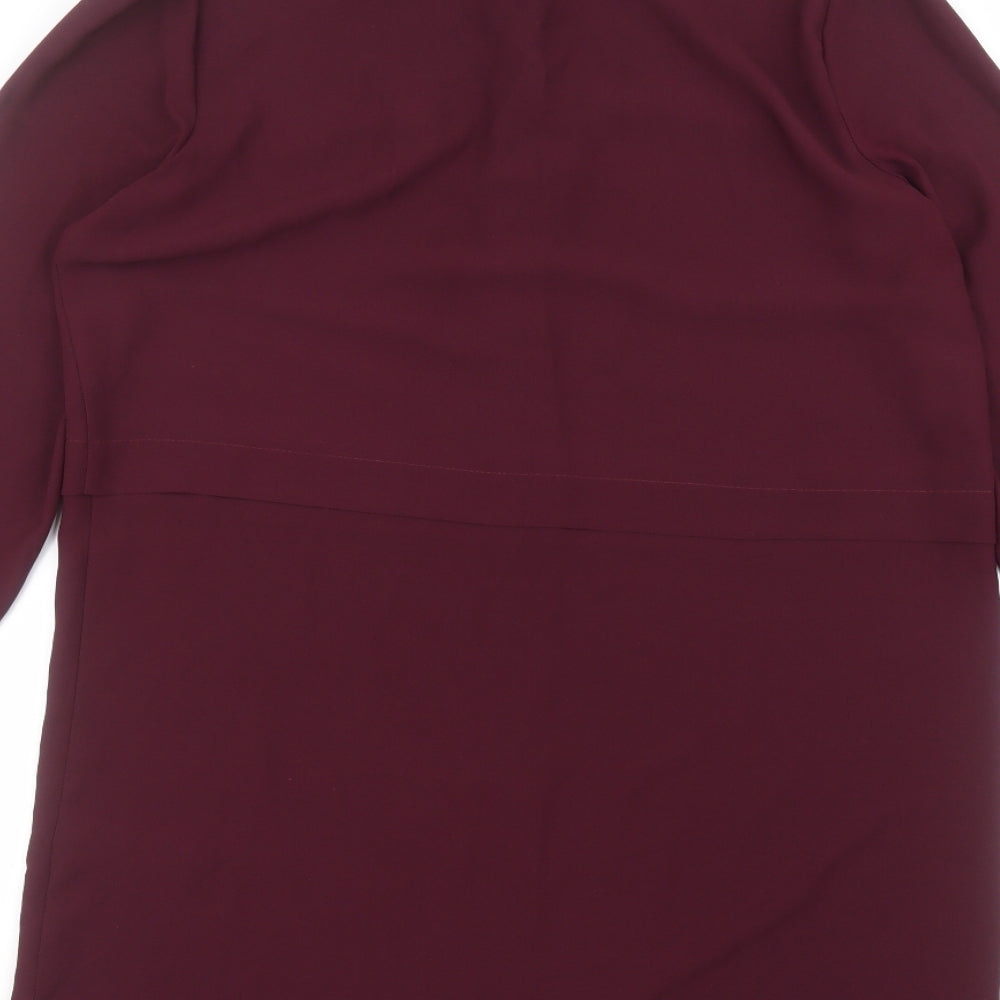 Peacocks Womens Red  Polyester Basic Blouse Size 12 Collared