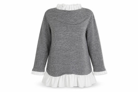 SHEIN Womens Grey Round Neck  Cotton Pullover Jumper Size M