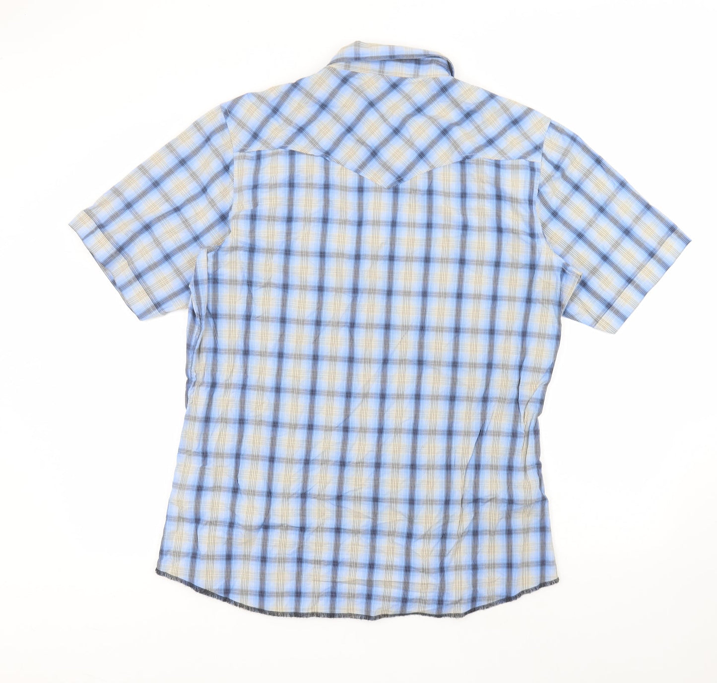 Cherokee Womens Blue  Cotton Basic Button-Up Size L Collared