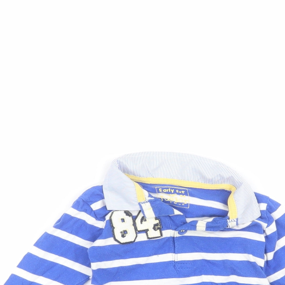Earlydays Baby Blue Striped Cotton Basic Polo Size 0-3 Months Collared