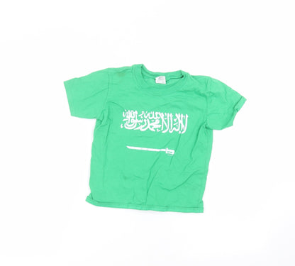 Gilden Boys Green  Cotton Basic T-Shirt Size S Round Neck