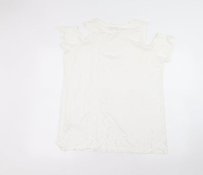 Capsule Womens White Viscose Basic T-Shirt Size 18 Round Neck