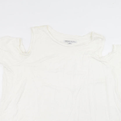 Capsule Womens White Viscose Basic T-Shirt Size 18 Round Neck