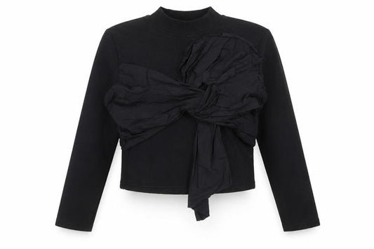 Zara Womens Black  Cotton Pullover Sweatshirt Size S