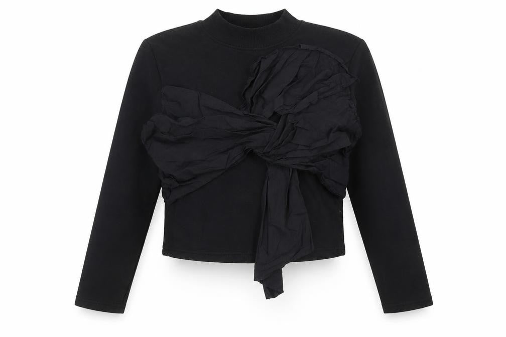 Zara Womens Black  Cotton Pullover Sweatshirt Size S