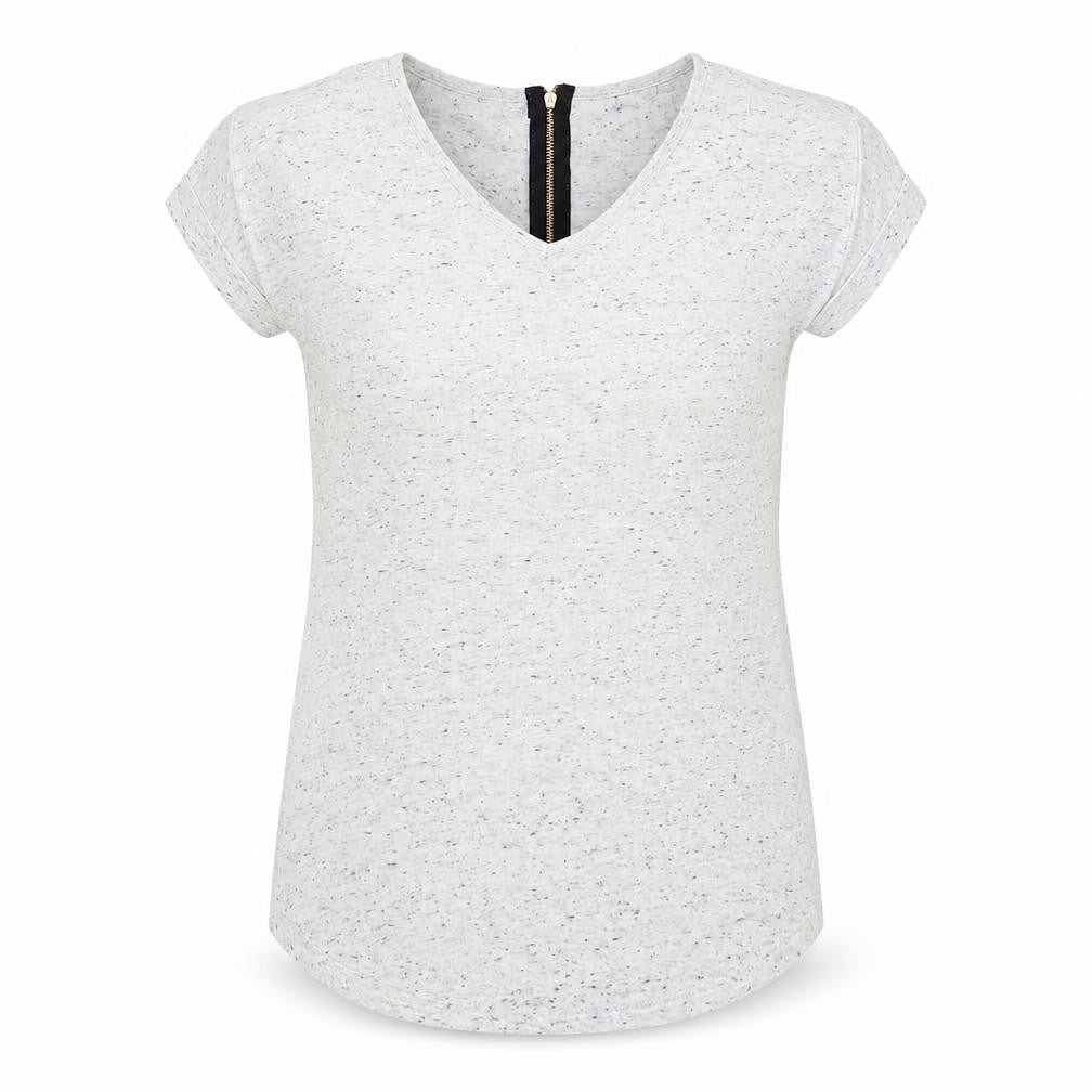 Select Womens Grey  Polyester Basic T-Shirt Size 6 V-Neck