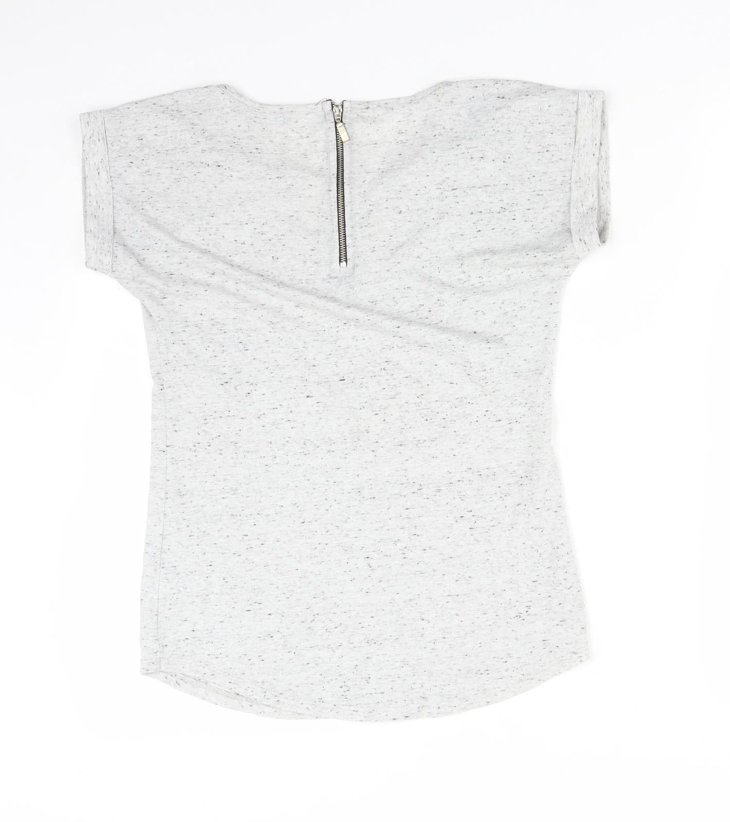 Select Womens Grey  Polyester Basic T-Shirt Size 6 V-Neck