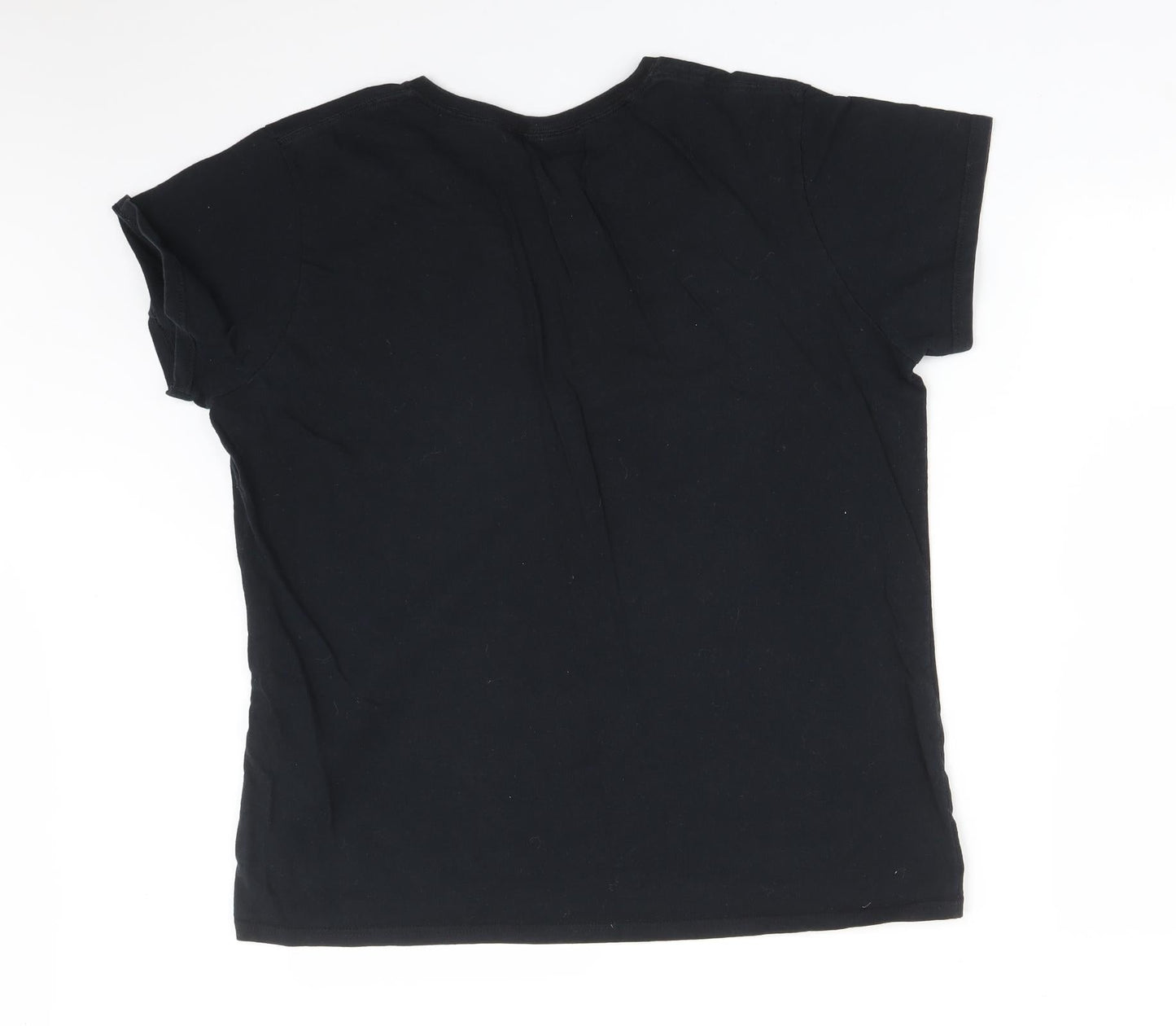 LOVE ISLAND Womens Black  Cotton Basic T-Shirt Size XL Round Neck - #muggy love island