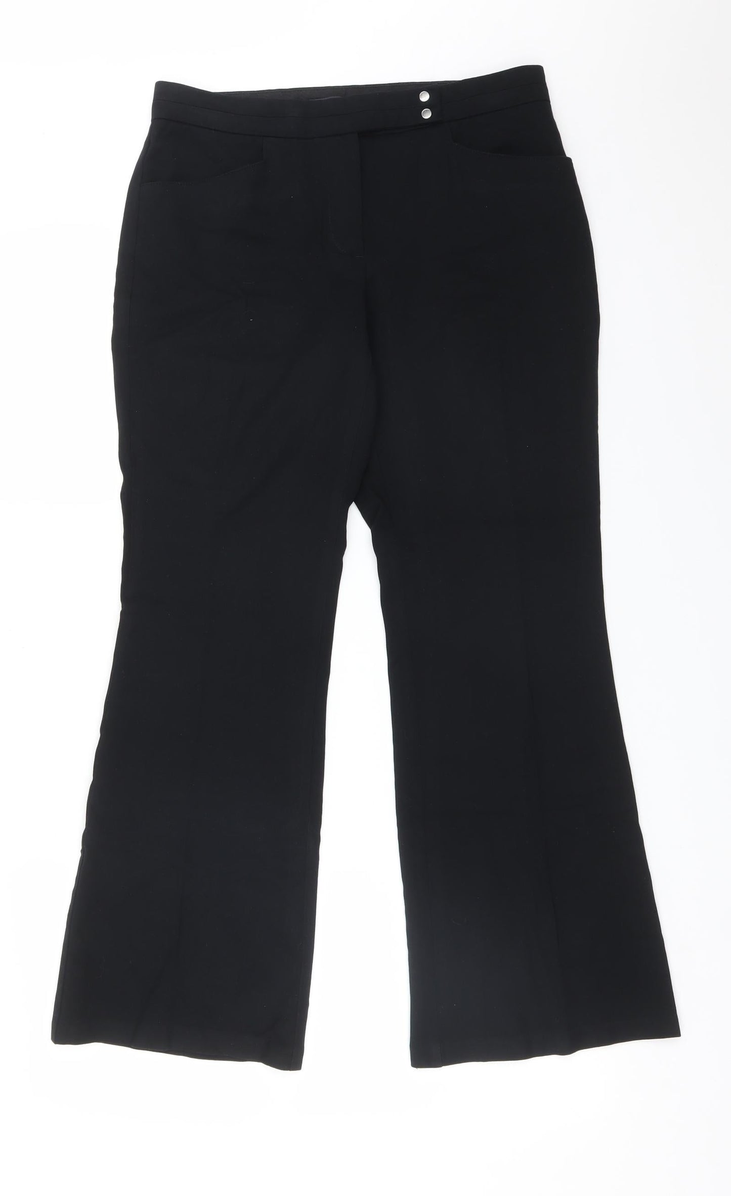 M&S Womens Black  Viscose Trousers  Size 10 L28 in Regular