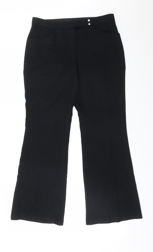 M&S Womens Black  Viscose Trousers  Size 10 L28 in Regular