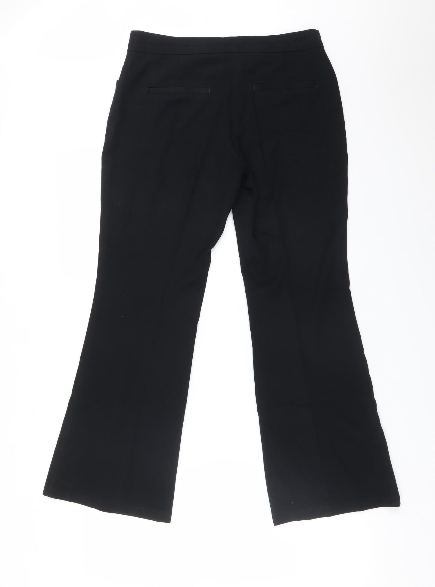 M&S Womens Black  Viscose Trousers  Size 10 L28 in Regular