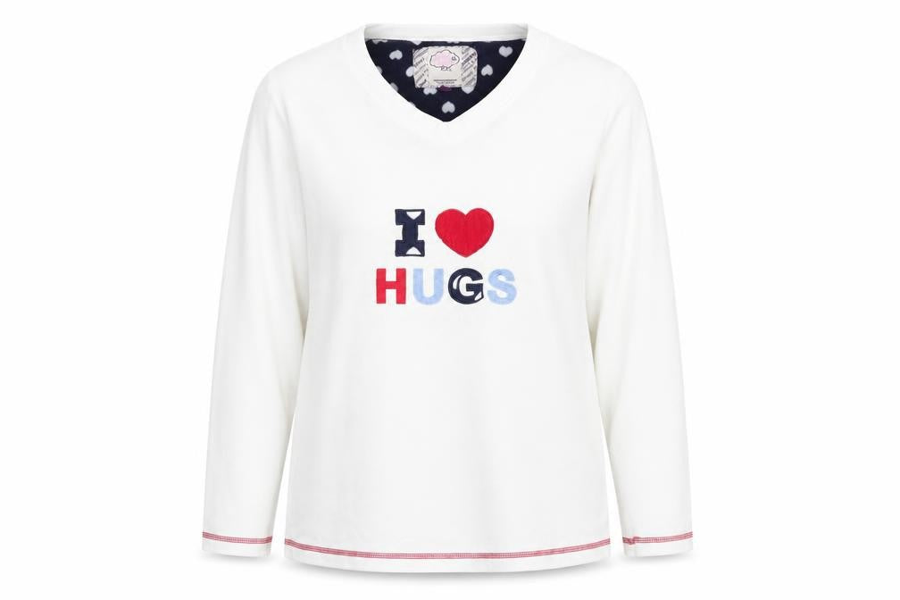 Love To Dream Womens White Solid Polyester  Pyjama Top Size 18   - I <3 HUGS